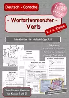 Vorschau - Arbeitsblätter - DEUTSCH - Wortart Verb - differenzierte Merkblätter mit den Wortartenmonstern - Deckblatt