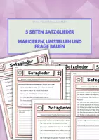 Vorschau - Arbeitsblätter - Materialpaket: 11 Seiten! Satzglieder bestimmen, Sätze umstellen - Deckblatt