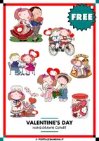 Vista previa - Elementos para la creación de materiales - FREE! Valentine's Day | Hand-drawn Clipart Set - Portada
