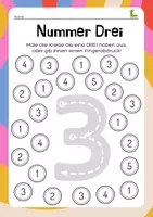 Vorschau - Arbeitsblätter - Nummer Drei anmalen 🎨🖌️✨ - Deckblatt