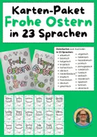 Vorschau - Mal- und Bastelvorlagen - Kartenpaket "Frohe Ostern" in 23 Sprachen Ausmalkarten Feinmotorik Training - Deckblatt