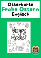 Vorschau - Mal- und Bastelvorlagen - Ausmalkarte "Frohe Ostern" auf Englisch - Deckblatt