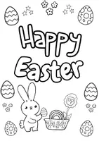Vorschau - Mal- und Bastelvorlagen - Ausmalkarte "Frohe Ostern" auf Englisch - Seite 1