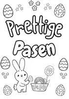 Vorschau - Mal- und Bastelvorlagen - Ausmalkarte "Frohe Ostern" auf Niederländisch - Seite 1