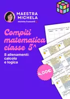 anteprima - Esercizi - Matematica: 8 allenamenti di calcolo e logica classe 5^ - Pagina di copertina