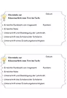Vorschau - Arbeitsblätter - Elterninfo-Zettel zur Klassenarbeit/zum Test - Deckblatt