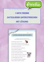 Vorschau - Arbeitsblätter - FREEBIE: Satzgliedbestimmung mit Ergänzungen 3. und 4. Fall - Deckblatt