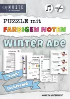 Vorschau - Arbeitsblätter - MUSIK 🎵 PUZZLE Winter ade Noten für Melodie Xylofon Boomwhacker • auch Musik fachfremd - Deckblatt