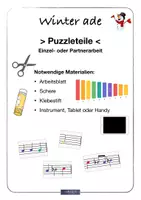 Vorschau - Arbeitsblätter - MUSIK 🎵 PUZZLE Winter ade Noten für Melodie Xylofon Boomwhacker • auch Musik fachfremd - Seite 1
