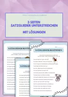 Vorschau - Arbeitsblätter - Satzglieder erkennen, beschriften und bestimmen (P, S, O3, O4) - Deckblatt