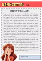 Vorschau - Arbeitsblätter - Denkzettel, Regelverstoß, Abschreibtext, vergessene Schulsachen - Seite 1