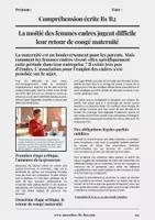 Aperçu - Feuilles d'exercices - Compréhension écrite b2 le congé maternité / FLE - Page de couverture