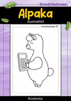 Vorschau - Mal- und Bastelvorlagen - Alpaka Ausmalbild - Malvorlage - Deckblatt