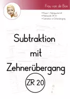 Vorschau - Arbeitsblätter - Arbeitsblätter Subtraktion mit Zehnerübergang (ZR 20) - Deckblatt