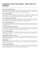 Vorschau - Arbeitsblätter - Anorganische Chemie der Halogene - Eigenschaften und Reaktionen (Infotext und Übungen) - Deckblatt