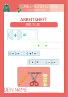 Vorschau - Arbeitsblätter - Brüche einführen – Ganze, Halbe, Viertel mit Kreisen | Arbeitsheft mit Bruchrechnen | Grundschule, Förderschule - Deckblatt