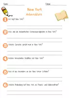 Vorschau - Arbeitsblätter - New York Arbeitsblatt 2. und 3.Klasse Deutsch, DaZ / DaF Vertretungsstunde mit Loesungen - Deckblatt