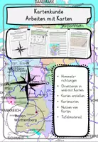 Vorschau - Unterrichtsreihen - Kartenkunde Orientierung Karten Erdkunde Klasse 2, 3, 4 - Deckblatt