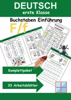 Vorschau - Mal- und Bastelvorlagen - Buchstabeneinführung 1. Klasse - Buchstabe F/f - Grundschrift - Deckblatt
