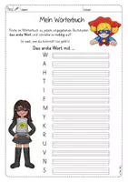 Vorschau - Arbeitsblätter - Deutsch - Richtig schreiben: Wörterbuch-Helden (Findefix), Zweit- und Drittklasslineatur - Seite 1