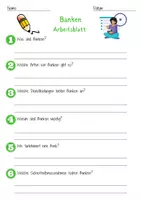 Vorschau - Arbeitsblätter - Banken Arbeitsblatt 2. und 3.Klasse Deutsch, DaZ / DaF Vertretungsstunde mit Loesungen - Deckblatt