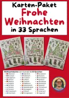 Vorschau - Mal- und Bastelvorlagen - Kartenpaket "Frohe Weihnachten" in 33 Sprachen zum Ausmalen DIN A4 - Deckblatt