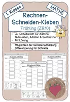 Vorschau - Arbeitsblätter - Rechnen-Schneiden-Kleben "Frühling" (Add./Subt. 10) - Deckblatt