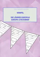 Vorschau - Arbeitsblätter - Europa Steckbrief: Wimpel ausfüllen und aufhängen - Deckblatt