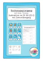 Vorschau - Arbeitsblätter - Rechenspaziergang - Subtraktion im Zahlenraum 100 (ZE-E) mit Zehnerunterschreitung - Deckblatt