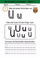 Vorschau - Arbeitsblätter - Buchstabeneinführung 1. Klasse - Buchstabe U/u - Grundschrift - Seite 1