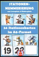 Vorschau - Stationenlernen - Nummern für Stationen - Tiere mit Musikinstrumenten - Deckblatt
