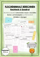 Vorschau - Unterrichtsreihen - Flächeninhalt berechnen (Rechteck & Quadrat) - Deckblatt
