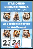 Vorschau - Stationenlernen - Nummern für Stationen - Braunbär - Deckblatt