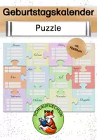 Vorschau - Mal- und Bastelvorlagen - Geburtstagskalender Puzzle Vorlage - Deckblatt