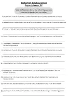 Vorschau - Arbeitsblätter - DaZ/DaF Einfache Sätze bilden Deutsch Sicherheit Satzbau DaZ Arbeitsblatt mit Loesungen - Seite 1