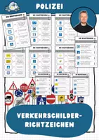 Vorschau - Arbeitsblätter - Polizei: Die Richtzeichen im Straßenverkehr - Deckblatt