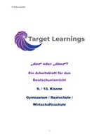 Vorschau - Arbeitsblätter - Deutsch | DAS oder DASS | 9. 10. Klasse | Übung mit Lösung - Deckblatt
