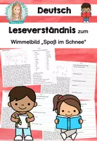 Vorschau - Arbeitsblätter - Leseverständnis zum Wimmelbild "Spaß im Schnee" - Deckblatt