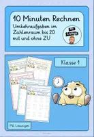Vorschau - Arbeitsblätter - 10 Minuten rechnen 3 - Umkehraufgaben im Zahlenraum bis 20 mit und ohne ZÜ - Deckblatt