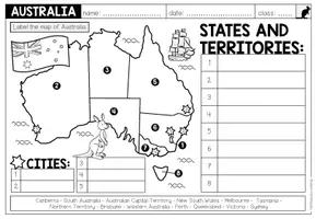 Vorschau - Arbeitsblätter - AUSTRALIA - Map Work (Worksheet) - Seite 1