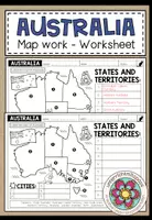 Vorschau - Arbeitsblätter - AUSTRALIA - Map Work (Worksheet) - Deckblatt