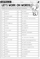 Vorschau - Arbeitsblätter - AUSTRALIA - Vocabulary Worksheet (Definitions) - Seite 1