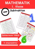Vorschau - Arbeitsblätter - Subtraktion 1. Klasse Mathematik - Rechnen, subtrahieren - Deckblatt