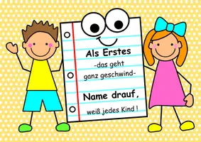 Vorschau - Poster - Erinnerungshilfe: *Als Erstes - Name drauf* (englische und deutsche Version) - Seite 1