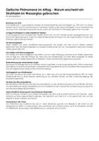 Vorschau - Arbeitsblätter - Optische Phänomene im Alltag - Warum erscheint ein Strohhalm im Wasserglas gebrochen (Infotext und Übungen) - Deckblatt