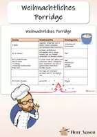 Vorschau - Arbeitsblätter - Weihnachtliches Porridge - Rezept - Deckblatt
