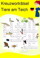 Vorschau - Arbeitsblätter - Kreuzworträtsel - Tiere am Teich / Bach / Fluss - Deutsch, DaF, DaZ - Deckblatt