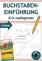 Vorschau - Arbeitsblätter - 1. Klasse Deutsch: Buchstabe Z/z nachspuren – Druckschrift Arbeitsblatt - Deckblatt