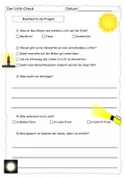 Vorschau - Arbeitsblätter - Quiz zum Licht-Check (mit Lösung) - Deckblatt