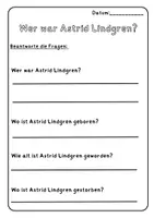 Vorschau - Arbeitsblätter - Astrid Lindgren kennenlernen - Deckblatt